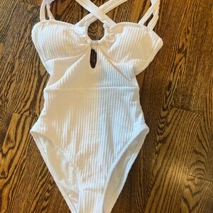 BECCA White Textured Swimwear